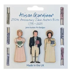 Jane Austen Set of 3 Pin Badges