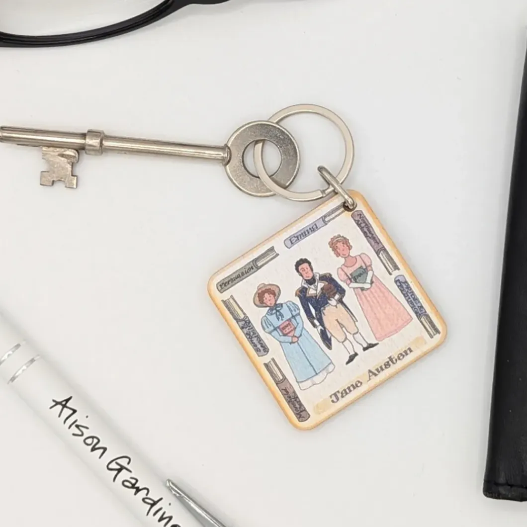 Jane Austen Wooden Keyring