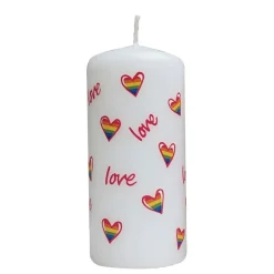 Love Heart Rainbow Pillar Candle